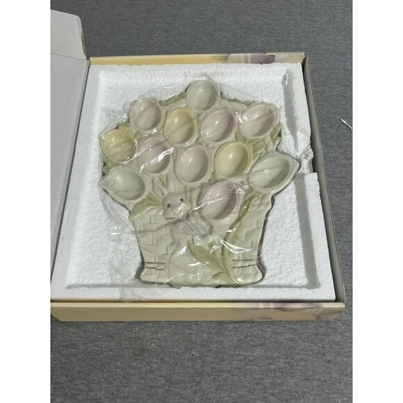 Lenox Easter Tulip Egg Platter Pastel Bunny Basket Deviled Egg Plate New Boxed - Picture 5 of 11